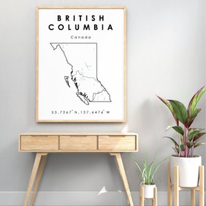 British Columbia Map | British Columbia Digital Map | Minimalistic Digital Map | Printable Map | British Columbia Map | Map of BC | Digital