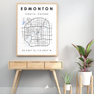 Edmonton (Alberta) : carte | Carte numérique d'Edmonton, de l'Alberta | Carte numérique minimaliste | Carte imprimable | Carte de l'Alberta | Carte numérique