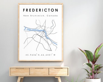 Fredericton NB Map | Fredericton New Brunswick Digital Map | Minimalistic Digital Map | Printable Map | Digital Map