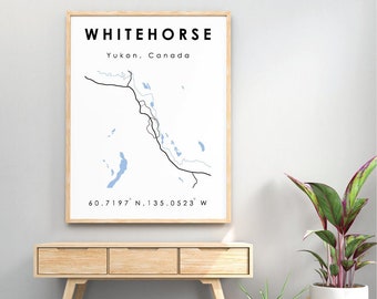 Whitehorse YT Map | Whitehorse Yukon Digital Map | Minimalistic Digital Map | Printable Map | Yukon Map | Digital Map