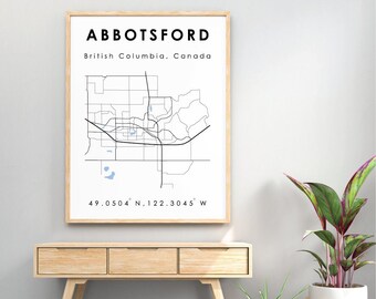 Abbotsford BC Map | Abbotsford British Columbia Digital Map | Minimalistic Digital Map | Printable Map | British Columbia Map | Digital Map