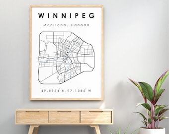 Winnipeg MB Map | Winnipeg Manitoba Digital Map | Minimalistic Digital Map | Printable Map | Digital Map