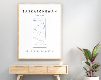 Saskatchewan Map | Saskatchewan Digital Map | Minimalistic Digital Map | Printable Map | Saskatchewan Map | Map of SK | Digital Print