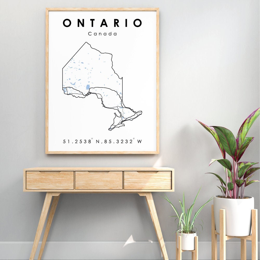 Ontario Map | Ontario Digital Map | Minimalistic Digital Map | Printable Map | Ontario Map | Map of ON | Digital Map