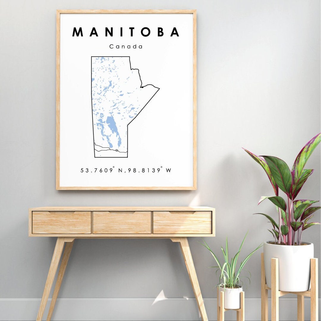 Manitoba Map Manitoba Digital Map Minimalistic Digital Map