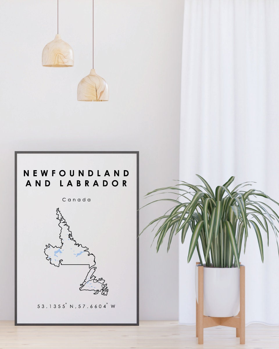 Labrador Map Simple Image Newfoundland and Labrador Map Art | Minimalist Print (digital Download ...