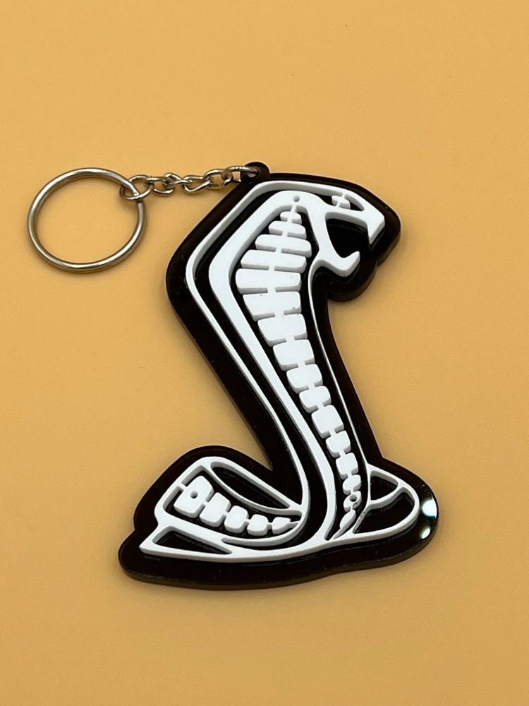 Shelby Keychain With AC Cobra Logo, Black Die-Cut