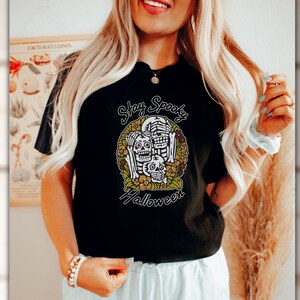 Stay Spooky Skeleton T-Shirt, See No Evil, Hear No Evil, Speak No Evil, Flower Shirt, Skeleton Hands, Goth Shirt, Spooky Season Tee,