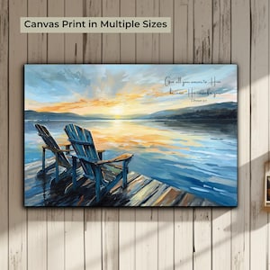 1 Peter 5:7 Christian Sunrise Canvas Art Print - Inspirational Bible Verse Lake View - Various Sizes Available