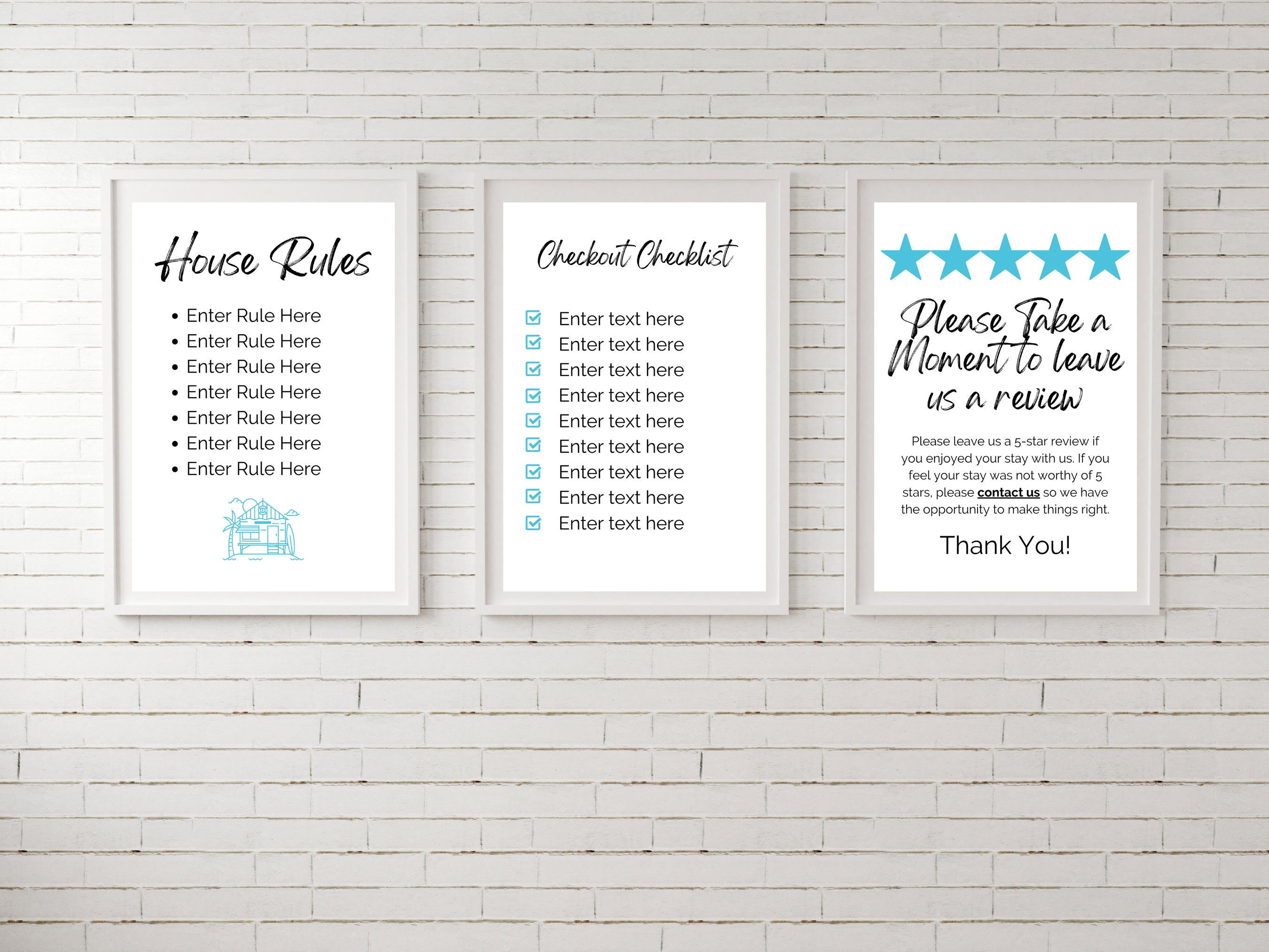 Vacation Rental Signs PRINTABLE BUNDLE Blue Beach House Theme Minimal ...