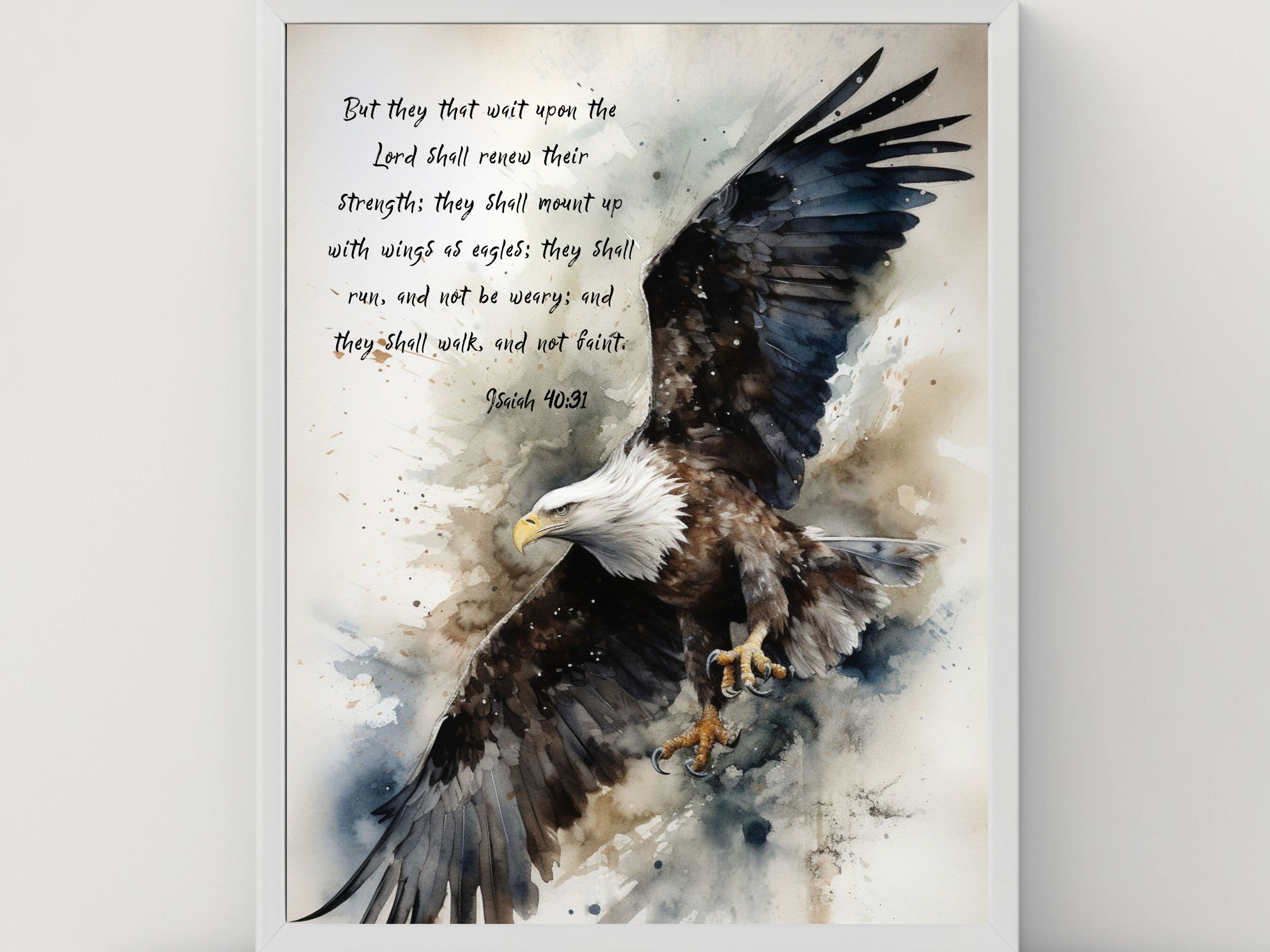 Bald Eagle Watercolor Painting With Isaiah 40:31 Bible Verse - Etsy