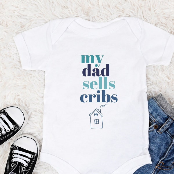Real Estate Agent Baby Onesie - Perfect Gift for a REALTOR DAD's Little One in Retro Blue Boho Aesthetic