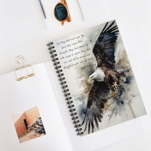 Planer nabożeństw z Izajaszem 40:31 - Eagle Inspirational Spiral Notebook, chrześcijański prezent, notatnik do studium Biblii, dziennik modlitwy
