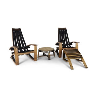 Barrel Adirondack Chair Set with Table and Footrests - Ships Fully Assembled