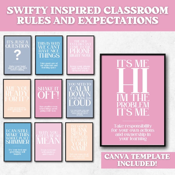 Swifty Classroom Rule Poster Decor | Taylor Swift Inspired Classroom Decor | Retro Classroom Rule Poster Decor | Swifty Classroom Decor