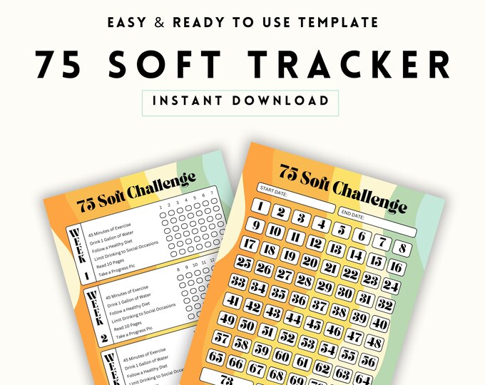 70 Soft Tracker 75 Soft Challenge Tracker Instant Download and Digital Planner, 75 Soft ...