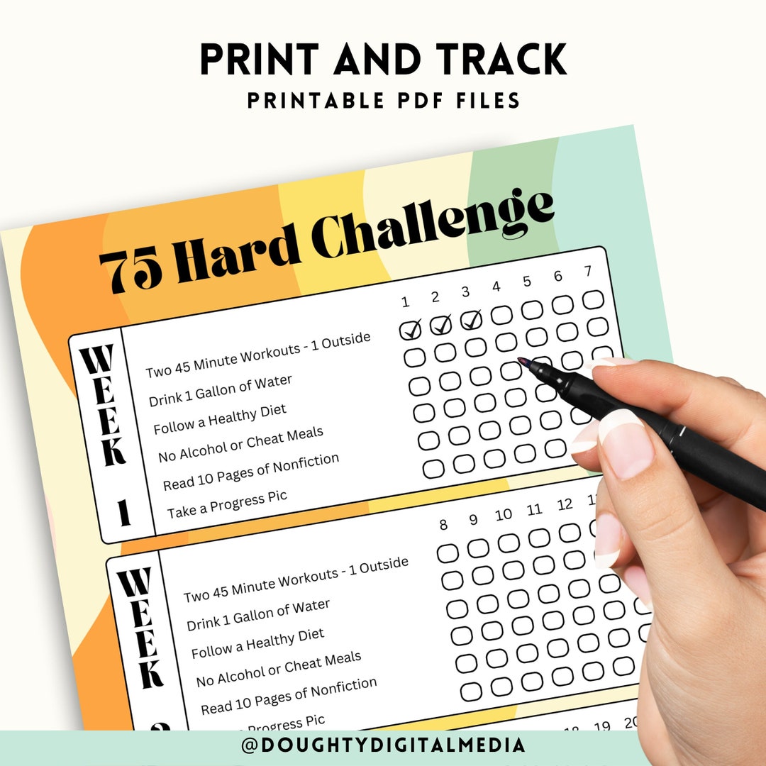 75 Hard Challenge Tracker Instant Download and Digital Planner, 75 Hard ...