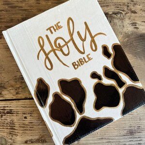 Hand Painted Cow Print Bible - Etsy
