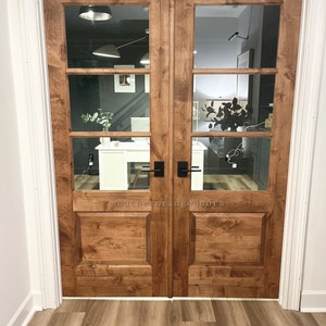 Custom wood french doors, barn doors, pocket doors, hinge doors. Can be made in multiple sizes designs and wood.