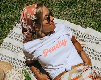 Peachy, Peachy T Shirt, Peachy Graphic Tee, Retro Peach Shirt, Beach Shirt, Cute Festival Shirt, Springtime Tee, Summer Shirt, Peach Lover