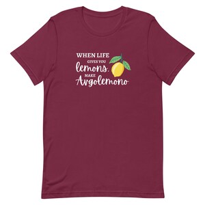 Cuando la vida te da limones, haz avgolemono, cocina griega, regalo griego divertido, camisa griega, regalos griegos, ropa griega, ropa griega Maroon
