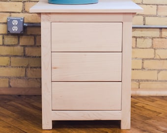 3-Drawer Night Stands | Solid Maple Soft Close Night Stand | Unfinished 3 Drawer Nightstand | *LOCAL PICK UP Only