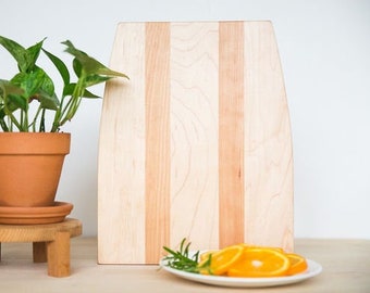Hand Crafted Arched Cutting Board | Cheese and Cracker Board | Butcher Block Chopping Board | Maple and Cherry/ Ash Butcher Cutting Board