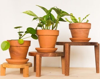 Indoor Cedar Plant Stand | Trio | Nesting Plant Stands | Nesting Wood Plant Stands | Set of 3 Small Cedar Plant Stands