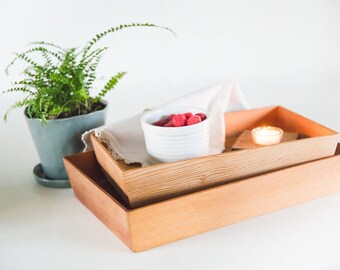 Wood Serving Tray | Handmade Tea Tray, Snack Tray, Home Decor Tray | Candle Holder | Coffee Table Tray | Paper Holder | Kitchen Organizer