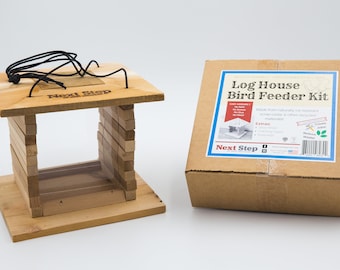 Bird Feeder Kit | Wood Bird Feeder Kit | Log House DIY Bird Feeder | No Nails, No Screws, No Glue, No Mess! | Creative Bird Feeder for Kids