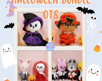 OT8 Halloween Costumes for SKZOO, Skzoo Halloween Outfits, Skzoo Clothes, Halloween Gifts, Stray Kids Plushie Clothes