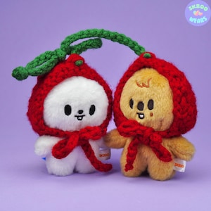 Cherry Hats for 10cm Doll, Skzoo Outfits, Cute Skzoo, Pilot Skzoo