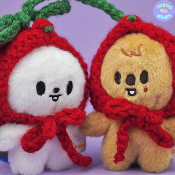 Cherry Hats for 10cm Doll, Skzoo Outfits, Cute Skzoo, Pilot Skzoo