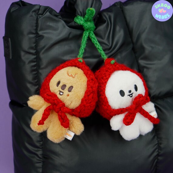 Cherry Hats for 10cm Doll, Skzoo Outfits, Cute Skzoo, Pilot Skzoo