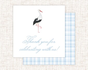 Classic Crest Monogram Baby Shower Invitation, Stork Baby Boy Shower invitation, Heirloom Watercolor Baby Shower Invite, Gift Favor Tags