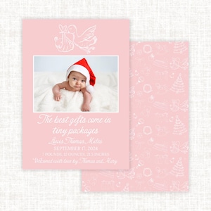 Faire-part de naissance toile de Noël carte de Noël, Noël classique, fête du grand millénaire, faire-part de naissance élégant, petite fille