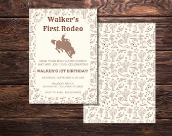 Première invitation d’anniversaire de premier rodéo, invitation de rodéo de cowboy, invitation d’anniversaire de garçon, premier anniversaire unique, ma première fête de rodéo