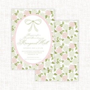 Bridal Shower Invitation, Classic Bridal Shower, Watercolor Bridal Shower Invite, Bows and Flowers