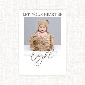 Laissez votre coeur être léger, carte photo de vacances moderne, carte de voeux personnalisée classique minimale, carte photo de famille, faire-part de bébé