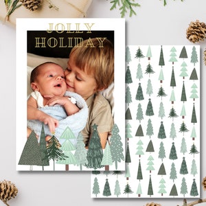 Whimsical Holiday Photo Card, Christmas Tree Holiday Personalized Greeting Card, Christmas Photo Card, Mistletoe Card