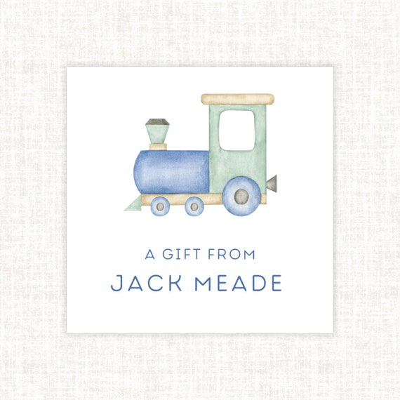 Personalized Train Enclosure Cards, Transportation Enclosure Cards, Watercolor Train Enclosure Cards, Watercolor Gift Tag