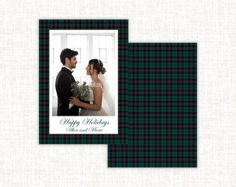 Classic Christmas Personalized Holiday Photo Card, Blackwatch Tartan Plaid Christmas Card, Traditional Christmas, Grandmillennial Holiday