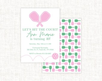 Let's Hit the Court Pickleball Birthday Invitation, Women's Pickleball Party Invite, Girl's Pickleball Birthday Party, Preppy Pickleball