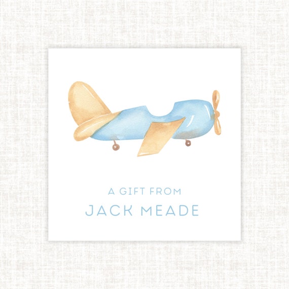 Personalized Airplane Enclosure Cards, Aviation Enclosure Cards, Boy Enclosure Cards, Watercolor Gift Tags, Personalized Cards