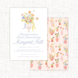 Whimsical Bridal Shower Invitation, Classic Bridal Shower, Watercolor Bridal Shower Invite, Floral Bridal Shower Invite