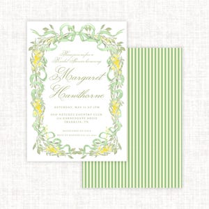 Classic Bridal Shower Invitation, Floral and Lemon Bridal Shower, Watercolor Bridal Shower Invite, Elegant  Bridal Shower, Grandmillennial
