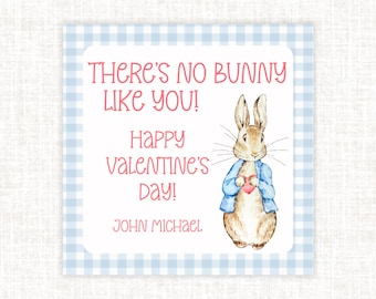 Etiquetas de regalo para tarjetas de San Valentín de Peter Rabbit, San Valentín de acuarela preppy grandmillennial, San Valentín para aulas infantiles/preescolares