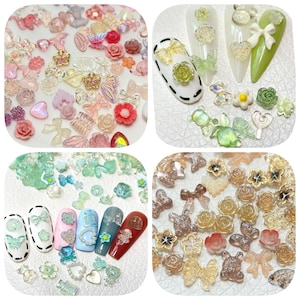100pcs 3D Resin Nail Charms Nail Art Decoration Making Craft 4 in 1