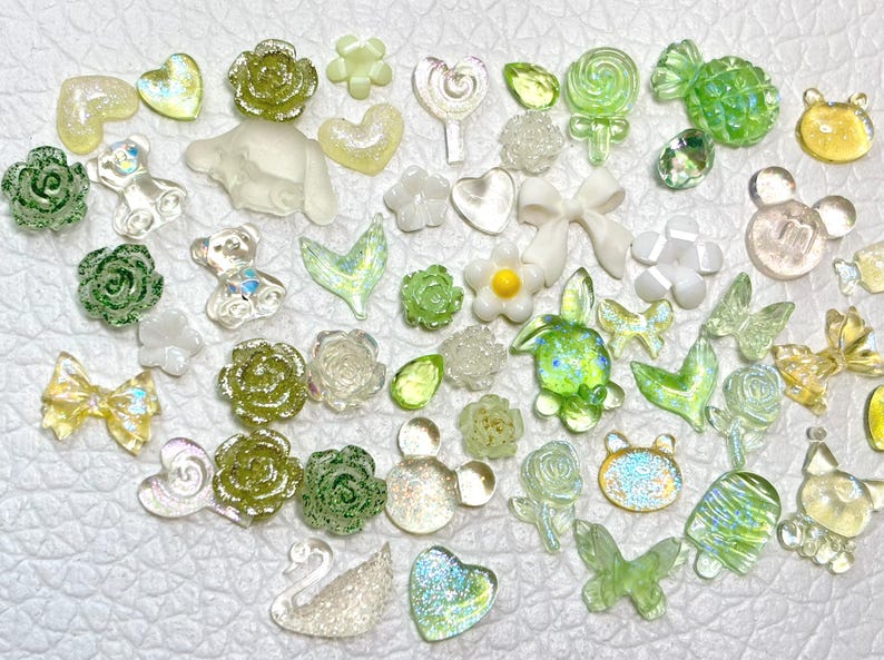 100pcs 3D Resin Nail Charms Nail Art Decoration Making Craft Forest Glow