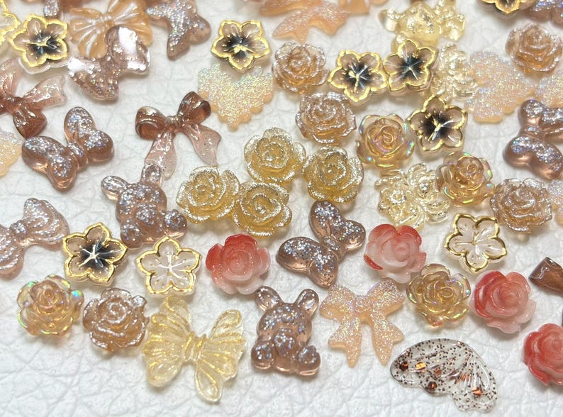 100pcs 3D Resin Nail Charms Nail Art Decoration Making Craft Amber Glow